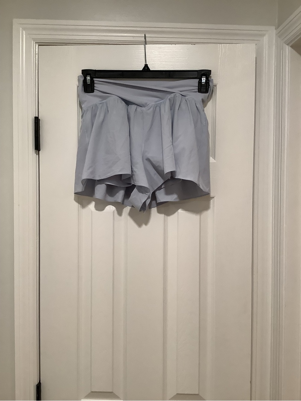 Light Gray Ruffle Hem Women's Shorts